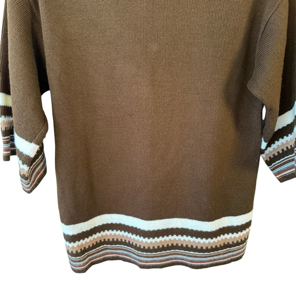 Vintage 70s Boho Brown Striped Sweater Size XS S Retro Unisex Cozy Classic - Picture 9 of 9